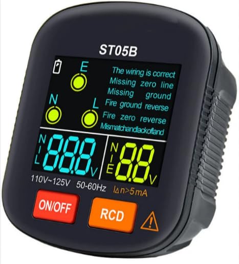 Probador de enchufes ST05B digital con diagnóstico rápido para sistemas eléctricos GFCIRCD