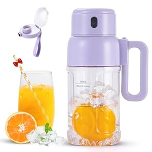 Portable Blender for Smoothies, 34oz Personal Size Mini Small Protein Shake Smoothie Blender, Cordless & BPA Free with Leakproof Lanyard Sip Lid (Purple)