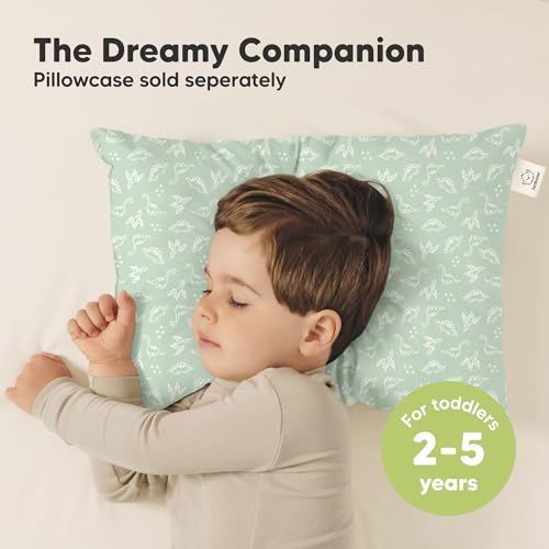 Image of KeaBabies 2pk Toddler Pillows 2 Year Old to 5,13x18 Kids Pillow (DinoLand) | Soft Organic Cotton Kids Pillow for Sleeping, Travel, School, Daycare, Nap, Toddler Bed, Machine Washable, Without Pillowcase