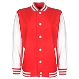 bibi und tina shirt nähen Doppelnähte. FDM Junior / Kinder Unisex College-Jacke mit kontrastfarbenen Ärmeln 11-13 Jahre,Feuerrot/Weiß