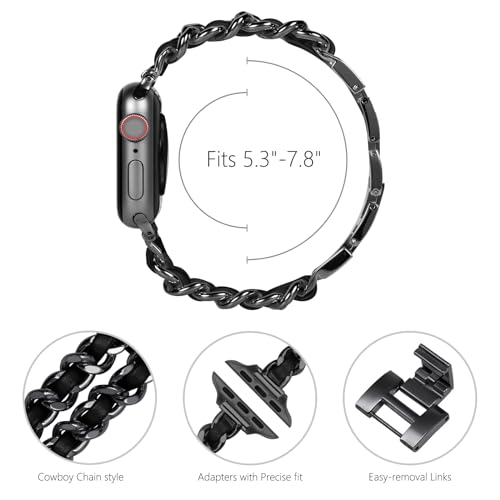 NewWays Pulseira feminina para Apple Watch de 45 mm, 44 mm e 42 mm, ultra 49 mm, pulseira de metal c