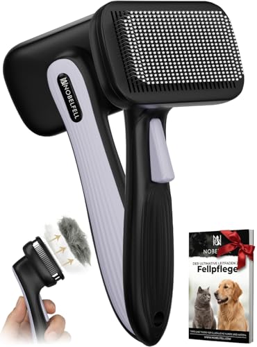 NobelFell Spazzola per gatti a pelo lungo, autopulente per la cura del pelo, maine coon gatto, spazzola per capelli corti, spazzola per peli di gatto, pettine per gatti con eBook gratuito