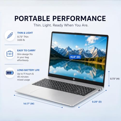 Image of HP 15.6 inch FHD IPS Touch Laptop, Intel Core ultra5-125H, 16GB DDR5 RAM, 512GB SSD, Windows 11 Home, Intel Iris Xe Graphics, Bluetooth, Wi-Fi, Natural Silver