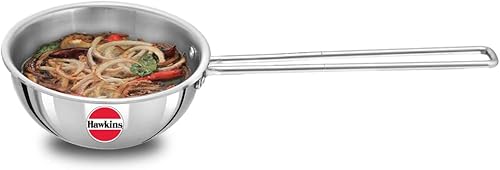 HAWKINS 2.5 Cup Tadka Pan, 600ml Triply Stainless Steel Pan, Silver (STP25)