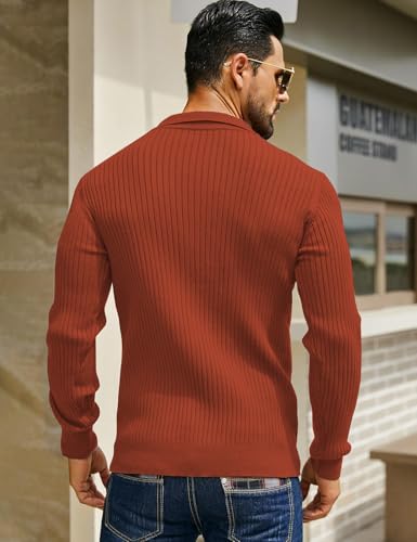 Image of DENIMHOLIC Men's Cotton Full Sleeve Collar Polo Sweater for Men, Rib Knitted Sweaters for Men Winter Sweater for Man