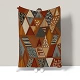Kuscheldecke Handbemaltes Dreieck, Patchwork Geometrisch Decke 70X100Cm, Rostbraun Fleecedecke Flauschig Für Couch, Zimmer Deko Geschenke, Sofadecken Leicht Weich Wohndecke Tagesdecke