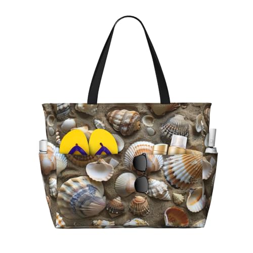 Grand sac à bandoulière imprimé coquillages le hobo parfait pour vos journées shopping et bureau