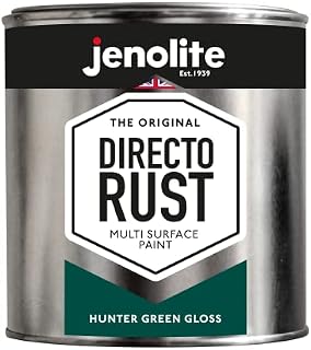 JENOLITE Directorust Hunter Green Gloss - Multi Surface Paint - For Use On Wood, Metal, Plastic, Ceramic & Rusted Surfaces - 1 Litre (RAL 6028)
