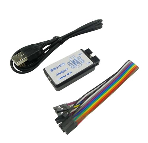 Image of USB Logic Analyzer 24MHz 8CH 8 Channel UART IIC SPI Debug Device + 12PCS 6 Colourful Test Hook Clip Set + USB Cable + Debugging Tool Sets