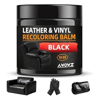 AWOWZ Leather Recoloring Balm - Scratch Repair & Color Restore Kit for Faded Leather, Leather Couch & Car Seats - 10OZ Leather Restorer Balm for Furniture, Auto Interior, Vinyl, Accessories (Black)
