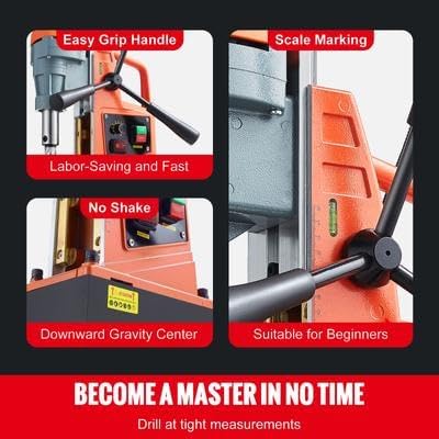 Happybuy Magnetic Drill, 1550W 2" Boring Diameter, 2922lbf/13000N 500 RPM Portable Electric Mag Drill Press with Variable Speed, Drilling Machine for Home Improvement, Industry, Railway