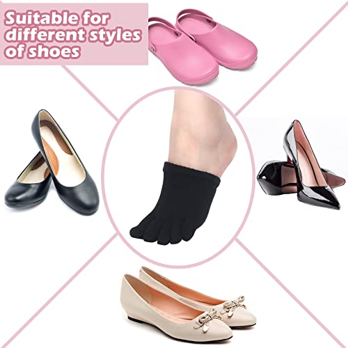 Geyoga 6 Pairs Toe Topper Socks Toe Liner Half Seamless Socks No Show Low Cut Socks Footwear For Women Men (Black, White) #TOP1