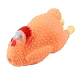 Peso: 61g Ruilogod PET DOY PERRO Y Yorkie En forma de pollo Squeeze Squeaky Chew Toy Anaranjado