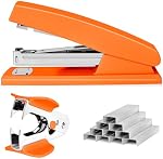 Agrafeuse 25 Capacité de la feuille avec 1000 Agrafes et détachants - Agrafes pour bureau, Agrafeuse de bureau non-dérapante avec agrafes, orange