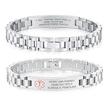 FLHEART Pulseras Personalizadas Hombre - Pulsera Esclava Hombres Acero Inoxidable, Texto Grabado, Joyería Regalos Personalizados para Papá el Día del Padre, San Jose, Comuniones, Esclava Plata Hombre