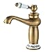 kisimixer Robinet Rétro Salle de Bain,Robinet de Lavabo Poignée en Céramique Mitigeur Monocommande Lavabo,Robinet Salle Bain Eau Chaude et Froide, Laiton