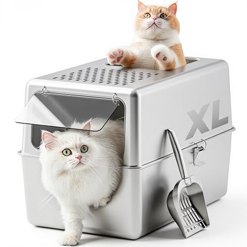 Arenero cerrado de acero inox XL con tapa 23.6x17.7x15.7 in miniatura 1