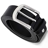 TANGCHAO Gürtel Herren Ledergürtel Herren Schwarz-38mm Breit Klassische Dornschließe Herren Gürtel 1-Schwarz-115CM