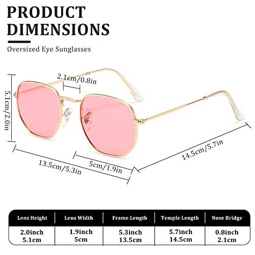 Hexagon Sunglasses For Women Men Polarized Square Sunglasses UV Protection Polygon Metal Frame Sun Glasses4