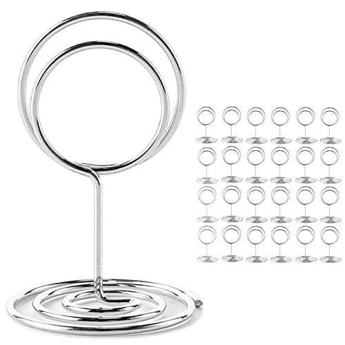 Image of Table Number Holders, 26PCS Place Card Holder, Photo Holder (2 inch Silver) | Picture Holder, Card Stand Name Menu Clips, Small Size Table Sign Card Holder for Centerpieces Wedding Birthday Party