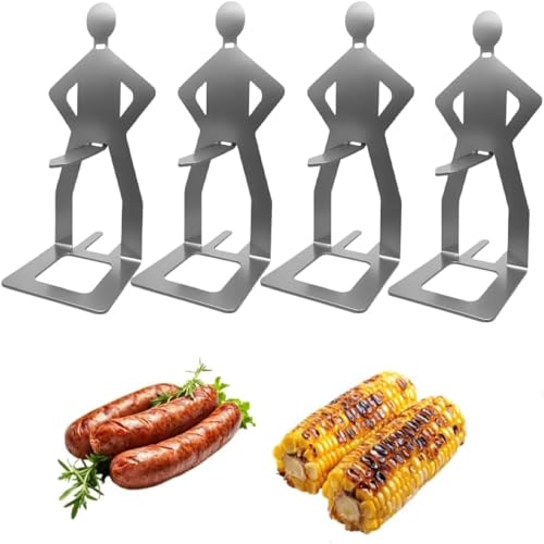 natalieenati 2 PCS Funny BBQ Stand Man Hot Dog Holder-Reusable Stainless Steel Hotdog and Sausage Stand-Portable Hot Dog Roaster-BBQ Grill Accessories-Ideal for Novelty Party and Camping Gifts (4pc)
