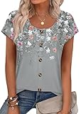 Spring Outfits for Women 2026 Trendy Summer Tops Dressy Casual Shirts Work Blouses Plus Size Tops Cap Sleeve T Shirts Flowy Cruise Wear Over 50 Floral 2XL