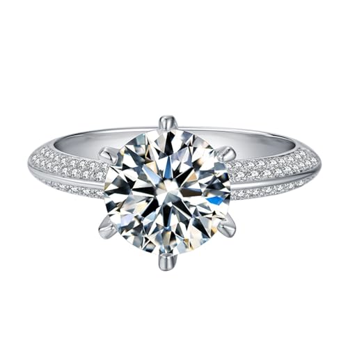 [JUNENTER] 0.5CT/1CT/1.5CT/2CT/3CT ���A�b�T�i�C�g�G���Q�[�W�����O�i�����p�j�A�N���V�b�N6�v�����O 18K�z���C�g�S�[���h���b�L ���E���h�J�b�g D�J���[ VVS1 ���{�N���G�C�g�_�C�������h ���A�b�T�i�C�g�����O�A�����w