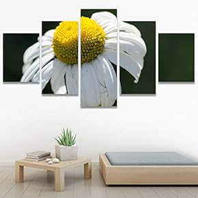 SIGNWIN 5 Panel Canvas Wall Art White Petal...