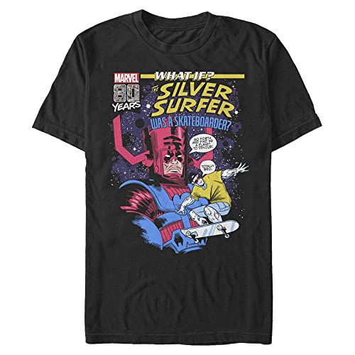 T-shirt Marvel Silver Surfer pour homme en coton noir confortable
