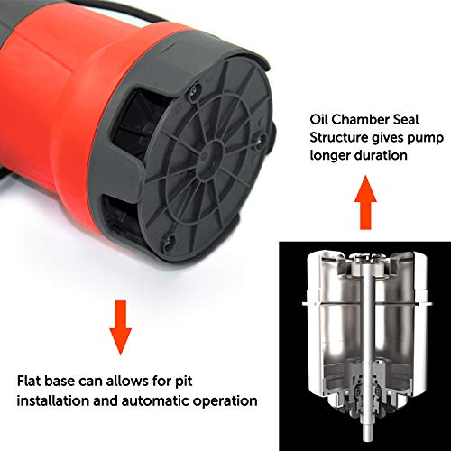 FLUENTPOWER Submersible Pump 3/4HP 3300GPH, Oil Chamber Seal Structure, Drain Clean/Dirty Water from Garden,Pond,Pool,Hot Tub,Flooded Cellar, with Float Switch and Hose Connector