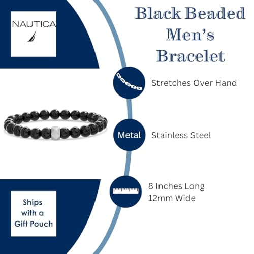 Pulsera para hombre de cuentas elásticas Nautica 12 mm acero inoxidable miniatura 4