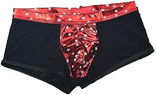 Kabby Men Mesh Print Underwear Sexy Mens Panties Breathable Boxer Shorts Male Underpants,B