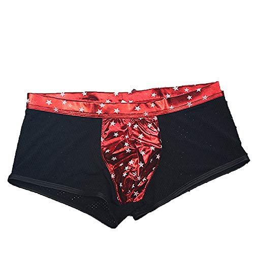 Kabby Men Mesh Print Underwear Sexy Mens Panties Breathable Boxer Shorts Male Underpants,B