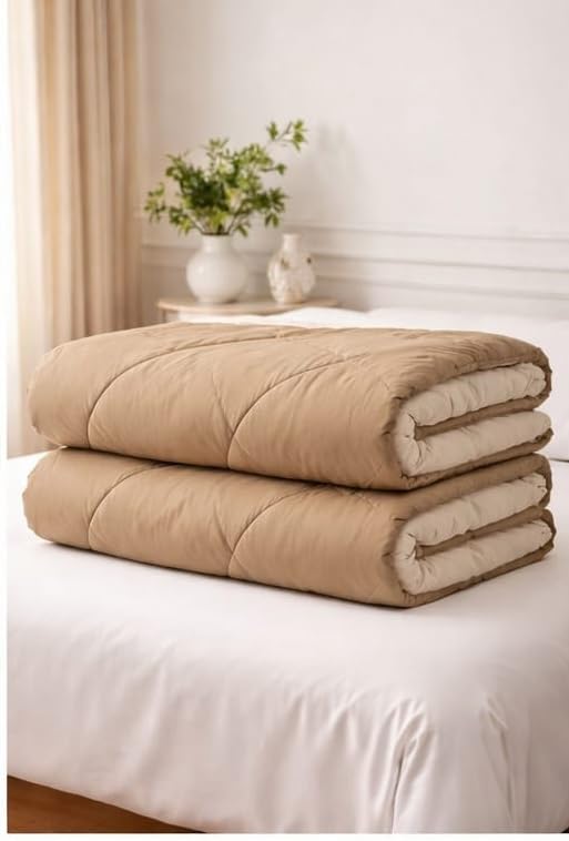Comforter Single Bed 200 GSM | Soft Lightweight Quilt AC Blanket | Breathable Cozy Duvet for Bedroom, Home & Travel (Beige)-image-42