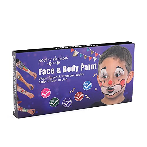 Ccbeauty Professional Rainbow Face Paint Kit Colorful Water Based Unicorn Body Paint Stroke Split Cakes Palette, Come With 11 Brushes,4 Sheet Face Paint Stencils (4) #TOP6