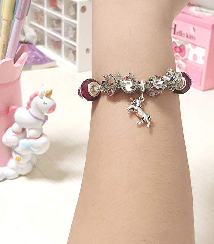 Youfeng Love Beads Charms Bracelet For Girls Women Snake Chain Unicorn Charm Flower Charms Bracelets Birthday Gifts For Her Unicorn Bracelet #TOP5