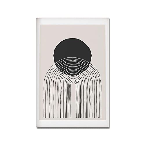 Affiche noir beige abstrait 30x45cm peinture géométrique art salon - 2