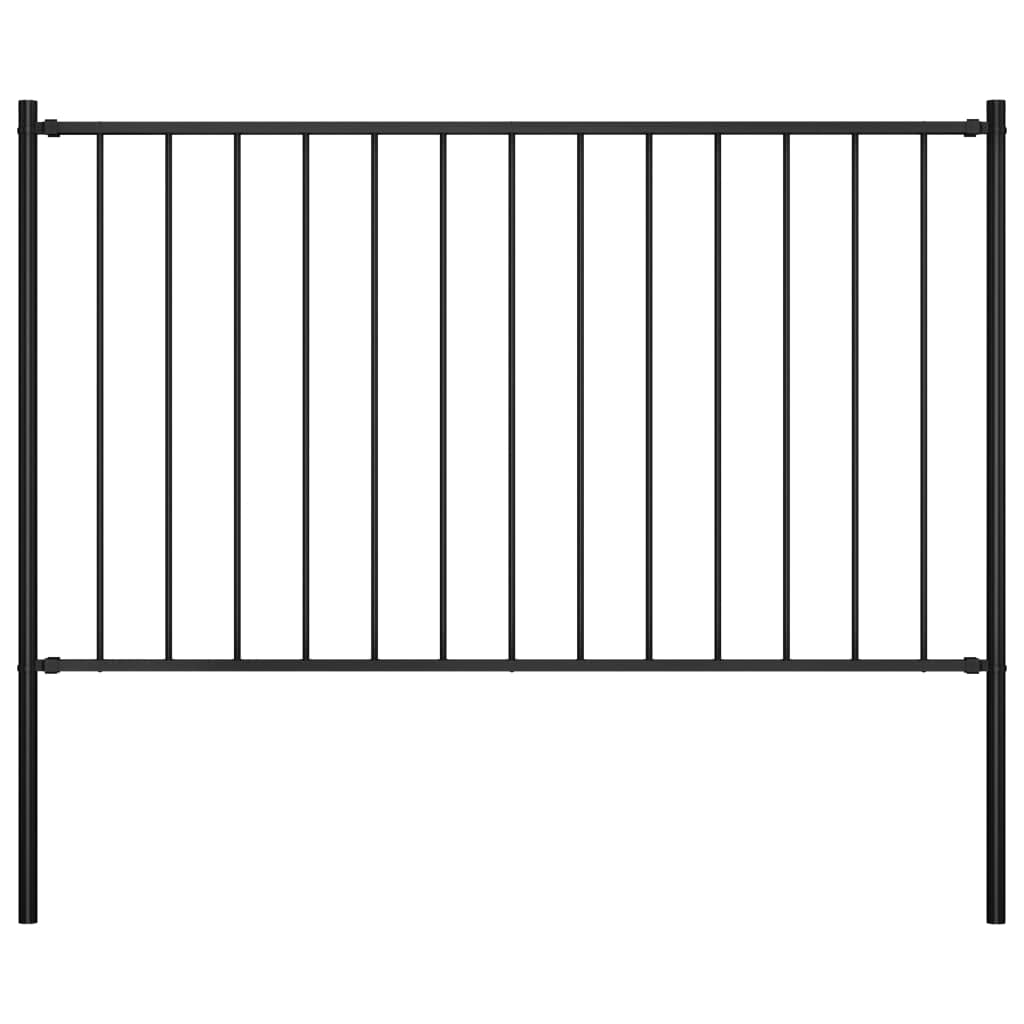 vidaXL Pannello di Recinzione con Pali Robusto Durevole Struttura Divisorio Esterni Recinto Giardino in Acciaio Verniciato 1,7x1,25 m Nero