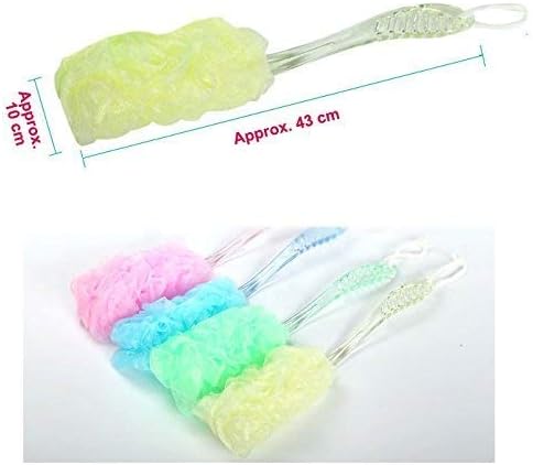 Body Mesh Puff Blue Crystal Handle Soft Brush Shower Bath Sponge Seniors Elderly Disabled Handicap Patients Pregnant Arthritis Sufferers Grandpa Grandma Grandparents Plus an Adhesive Hook