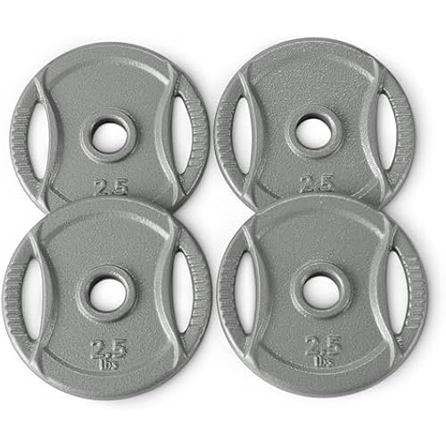 Amazon Basics 1-Inch Grip Weight Plates, Cast Iron, Strength Training, Home Gym