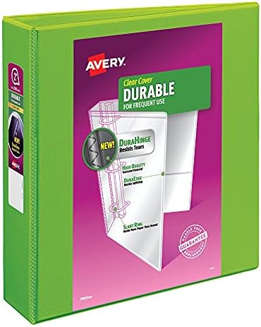 Avery Durable View 3 Ring Binder, 2 Inch Slant Rings, 1 Green Binder (17838)