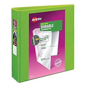 Avery Durable View 3 Ring Binder, 2 Inch Slant Rings, 1 Green Binder (17838)
