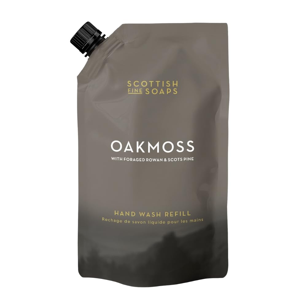 Scottish Fine Soaps Oakmoss Hand Wash Refill 1.2L – Eco-Friendly Refill Pouch with Panthenol and Oakmoss Extract