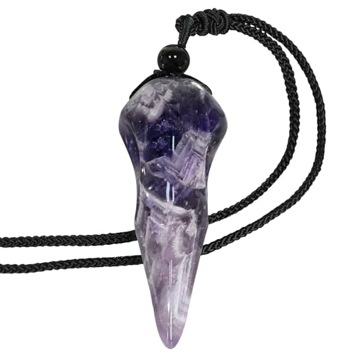Image of Nupuyai Crow Skull Amethyst Crystal Pendant Necklace for Men Women