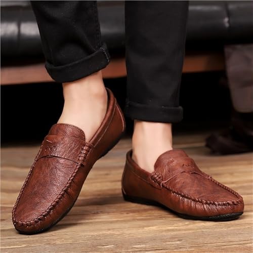 Men's Comfortable Loafers Solid Color Round Toe Flexible Slip Resistant Anti-Slip Prom Classic Slip-ons for Business Casual Office2