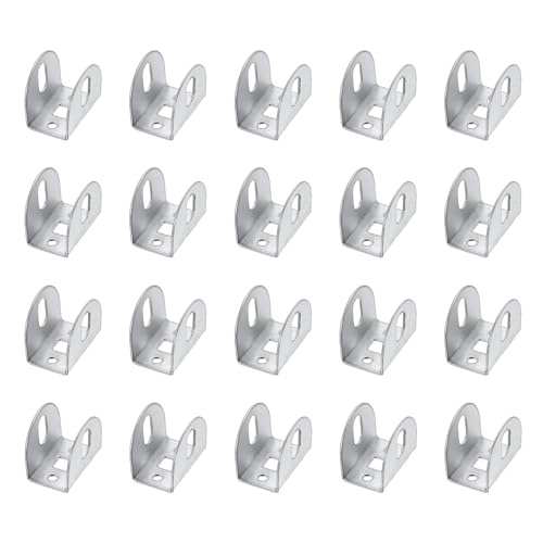 sourcing map 20 Pcs U Bracket for 0.85" Panels, 39 x 27 x 33mm Metal U Shaped Fasteners Brackets for Guardrail or Partitions Connection, Silver