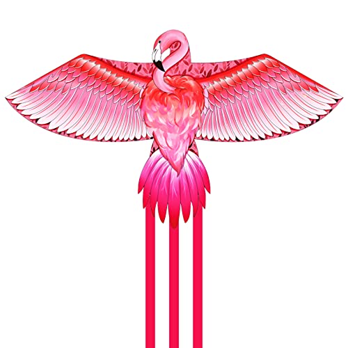 Mints Colorful Life Pink Kite Flying Kite for Children Adults Large Flamingo Bird Kite Easy to Fly Beach Kite