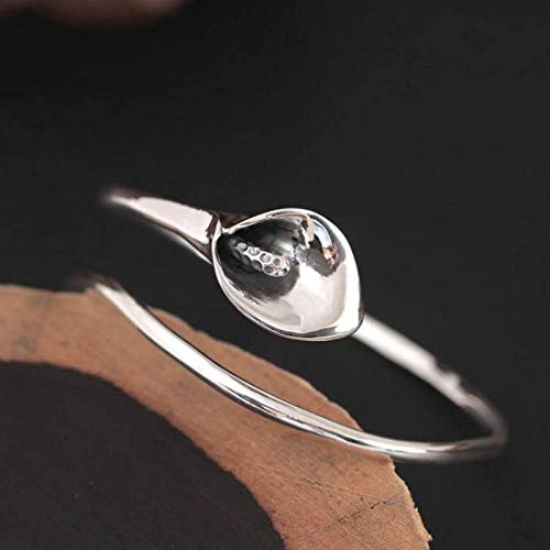 Xxff 925 Sterling Silver Open Bangle,Vintage Calla Lily Flower Adjustable Women Cuff Bracelets,Personality Fashion Delicate Designsmooth Jewelry, For Gift,Anniversary, Engagement, Party, Wedding #TOP1