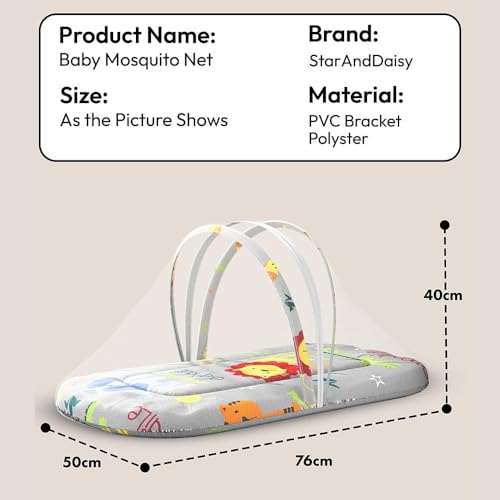 Image of StarAndDaisy 3 in 1 Baby Mosquito net for Sleeping - Newborn, Mosquito net for Baby /Toddler - Soft and Comfortable Bed for 0-12 Months /Washable Cotton Design -Animal Print
