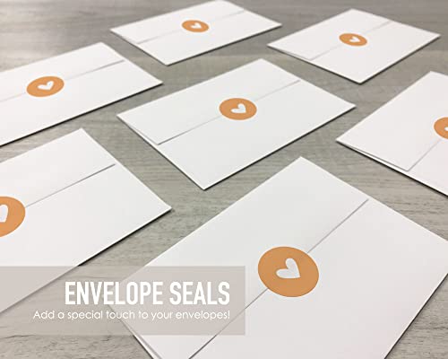 Orange Love Heart Stickers For Envelopes - 126 Seals Pack - Round Color Heart Designs - Seals For Envelopes, Wedding, Valentine, Business #TOP1